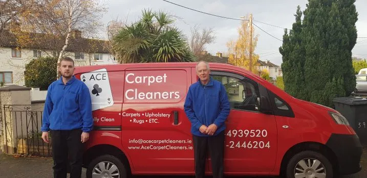 Brian and Peter O'Shea standing beside the Ace Carpet Cleaners van in Dublin